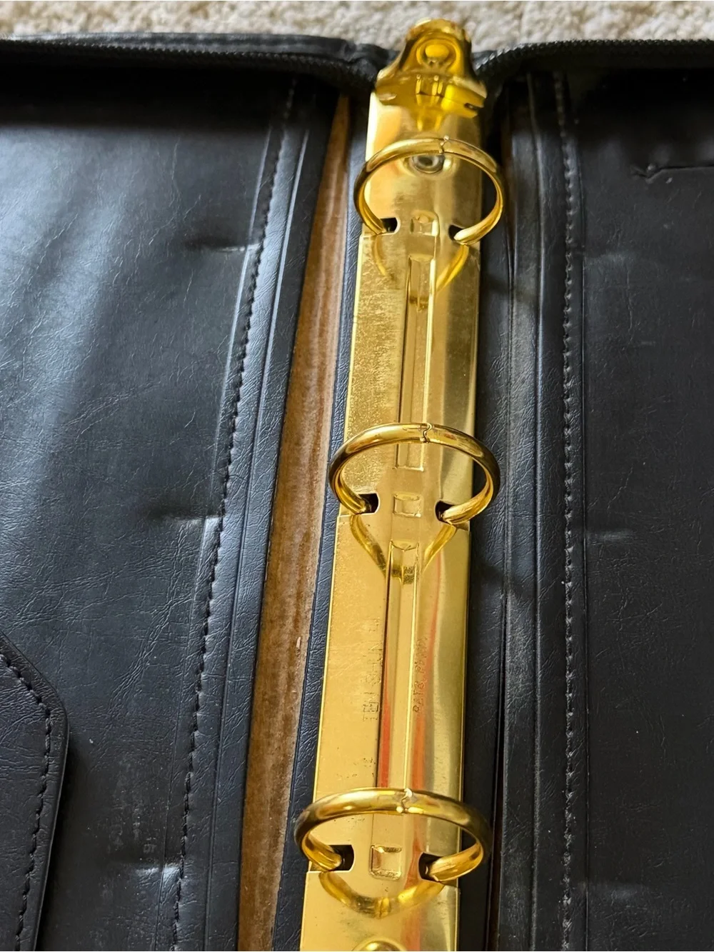 Cambridge Black Leather Organizer Cards Paper Three Gold 1
